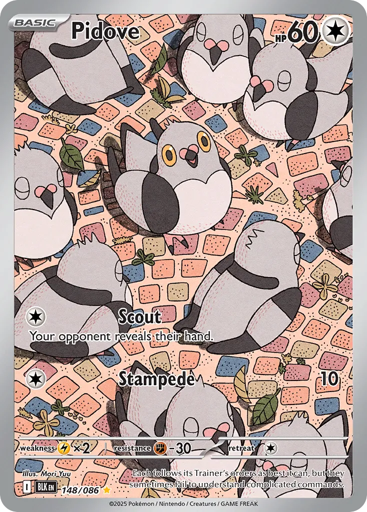 2025 Black Bolt Pidove #148/86 Illustration Rare card image