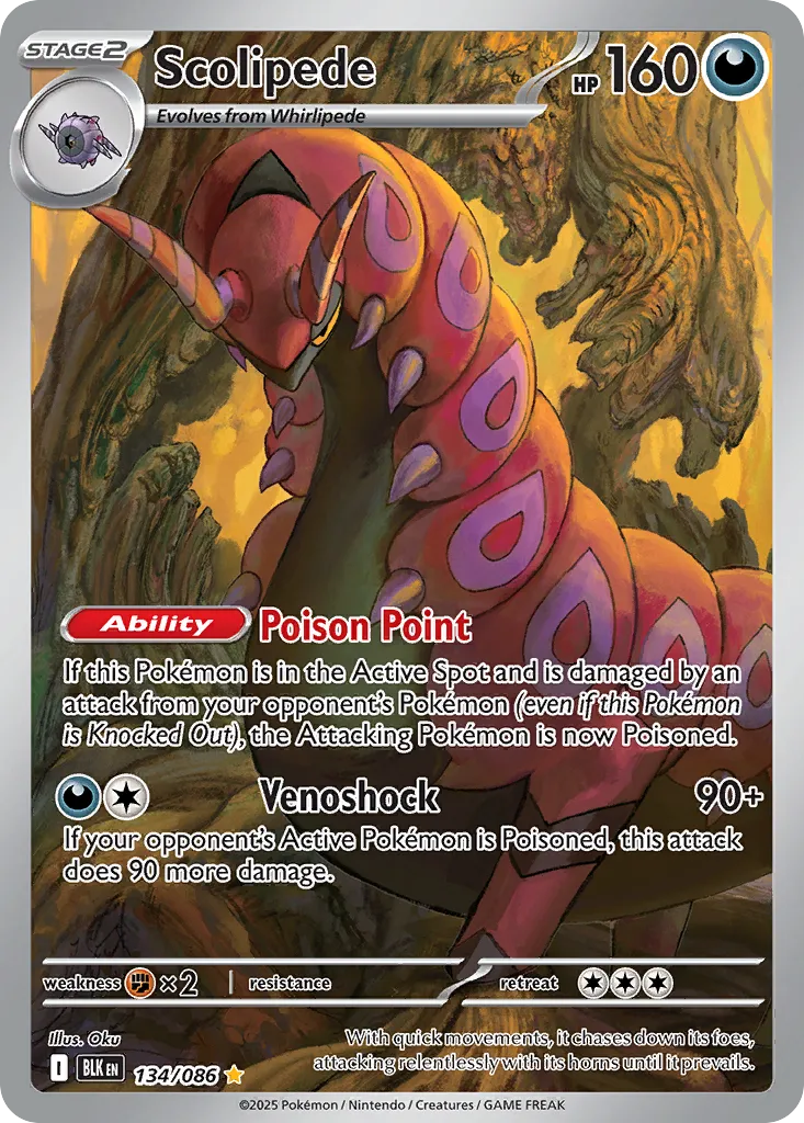 2025 Black Bolt Scolipede Illustration Rare #134/86 Illustration Rare card image