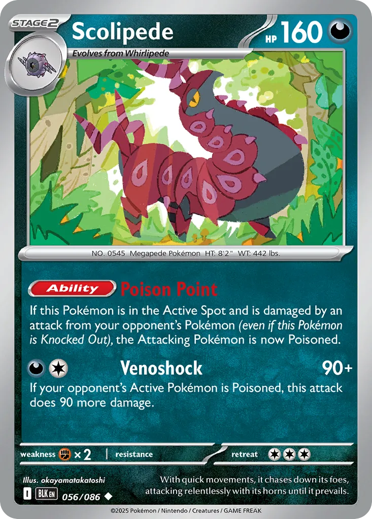 2025 Black Bolt Scolipede Uncommon #56/86 Uncommon card image