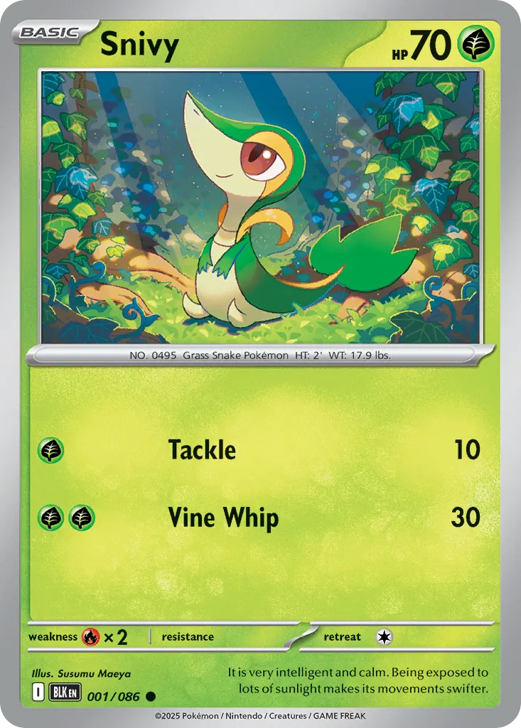 2025 Black Bolt Snivy Common #01/86 Common card image