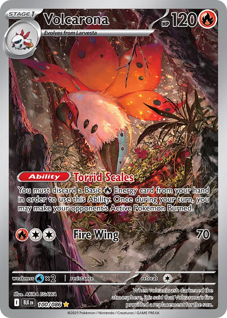 2025 Black Bolt Volcarona Illustration Rare #100/86 Illustration Rare card image
