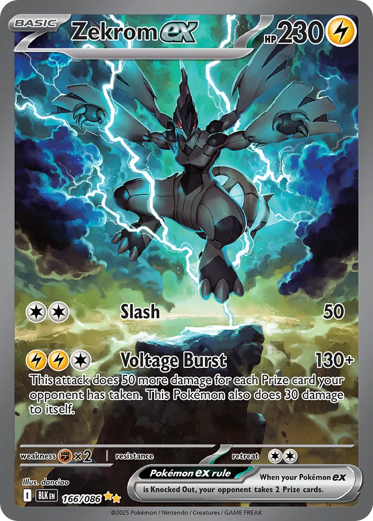 2025 Black Bolt Zekrom ex Special Illustration Rare #166/86 Special Illustration Rare card image
