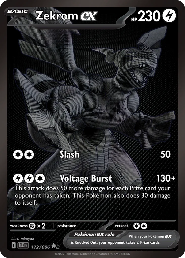 2025 Black Bolt Zekrom ex Black White Rare #172/86 Black White Rare card image