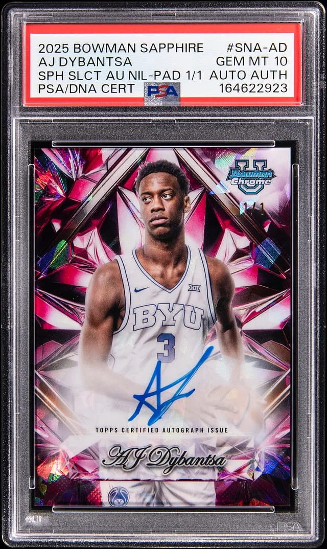 2025 Bowman AJ Dybantsa Sapphire Selections Autographs NIL Padparadscha #SNA-AD card image