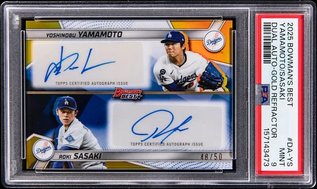 2025 Bowman Best Yamamoto/Sasaki Dual Auto Gold Refractor #DA-YS card image