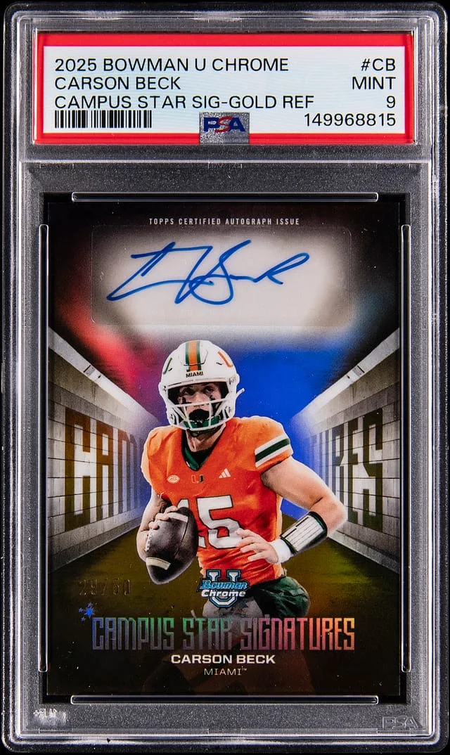 2025 Bowman Carson Beck U Chrome Campus Star Signature Gold Refractor #CSS-CB card image