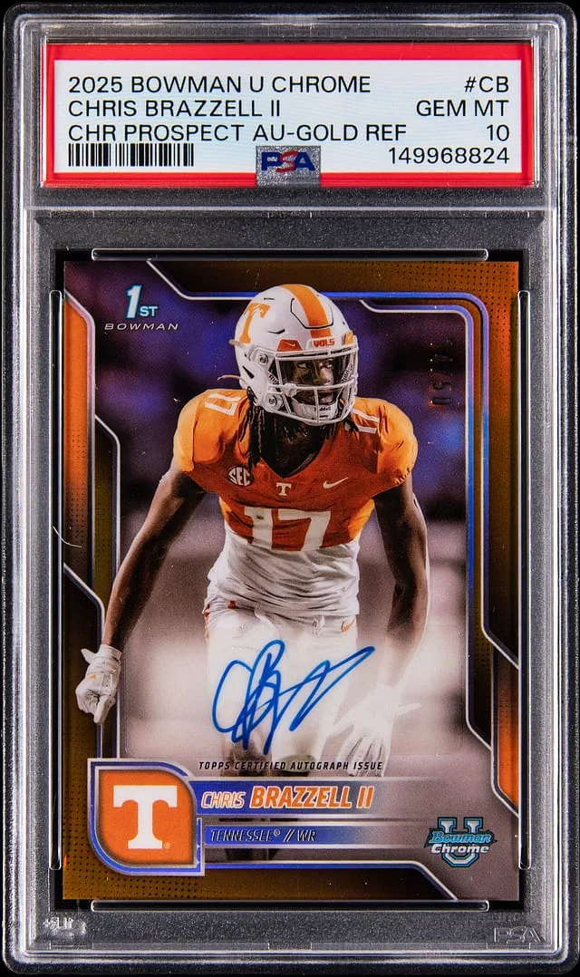 2025 Bowman Chris Brazzell II U Chrome Prospect Autograph Gold Refractor #BCA-CB card image