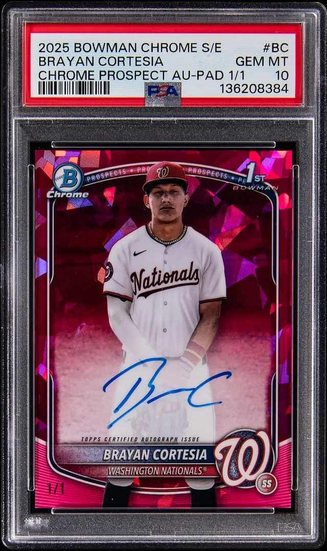 2025 Bowman Chrome Brayan Cortesia Edition Chrome Prospect Autographs Padparadscha #CPSA-BC card image