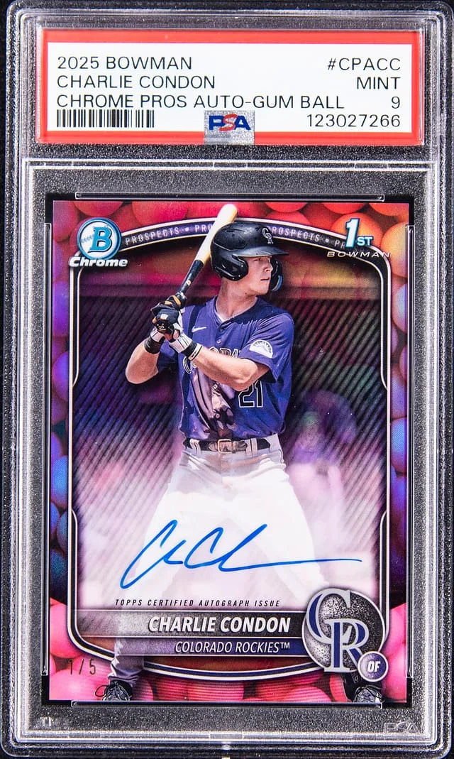 2025 Bowman Chrome Charlie Condon Prospect Autographs Gum Ball Refractor #CPA-CC card image