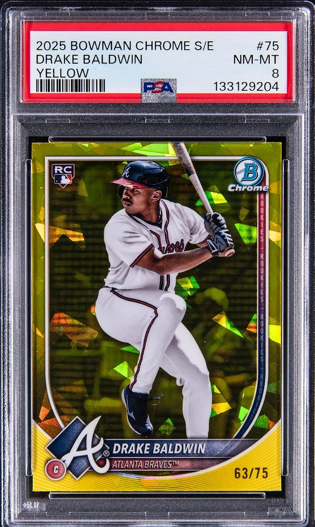 2025 Bowman Chrome Drake Baldwin Yellow #75 card image