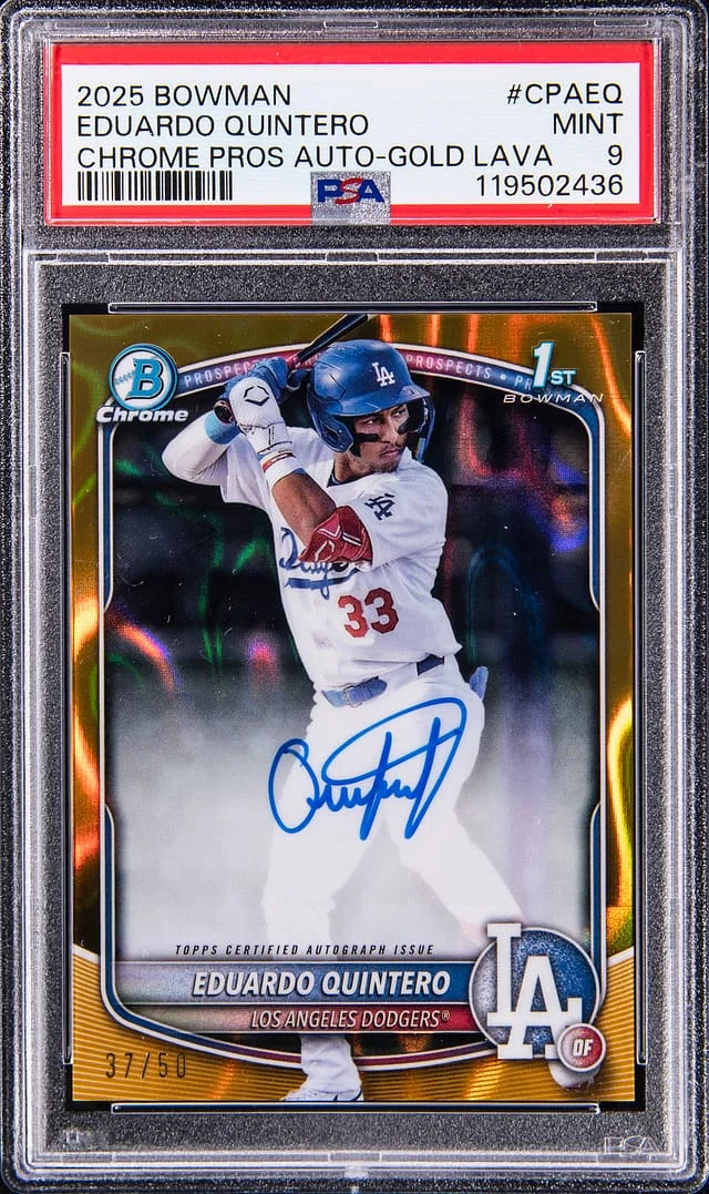 2025 Bowman Chrome Eduardo Quintero Prospect Autograph-Gold Lava #CPAEQ card image