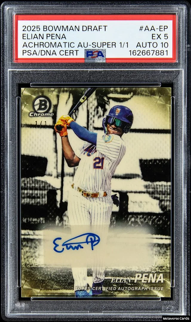2025 Bowman Chrome Elian Pena Achromatic Autographs SuperFractor #AA-EP card image
