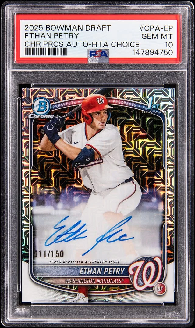 2025 Bowman Chrome Ethan Petry Chrome Prospect Autograph HTA Choice #CPA-EP card image