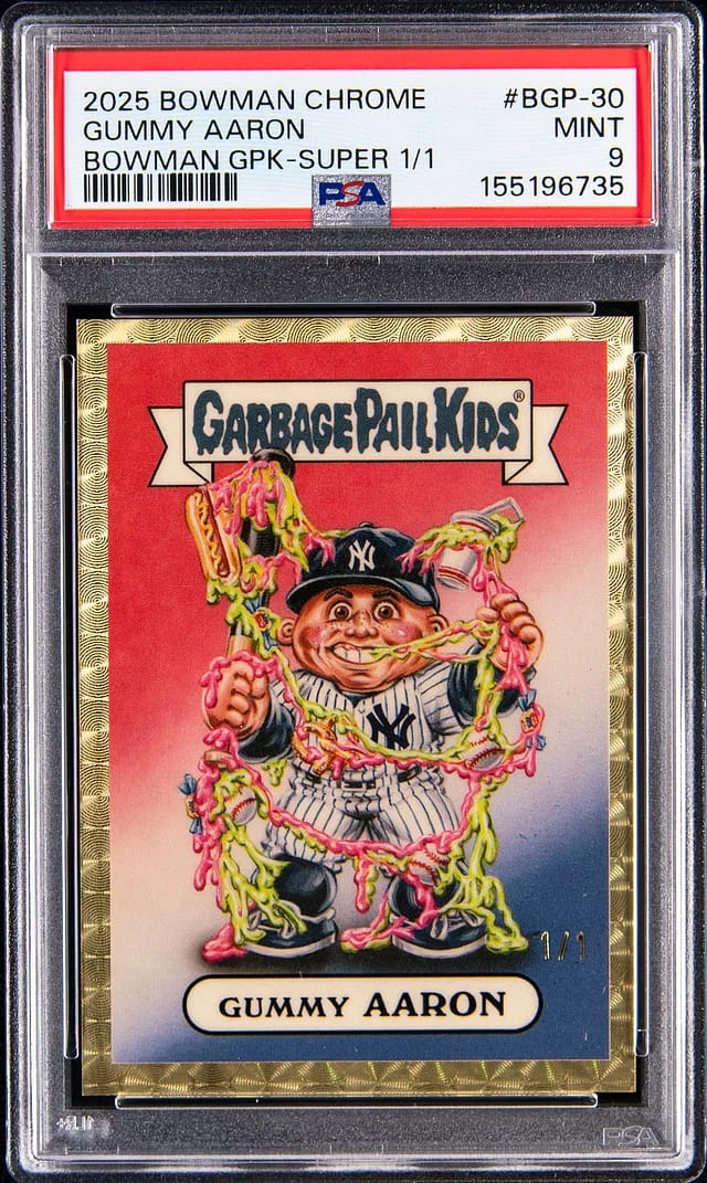2025 Bowman Chrome Gummy Aaron/Aaron Judge Bowman Garbage Pail Kids SuperFractor #BGP-30 card image