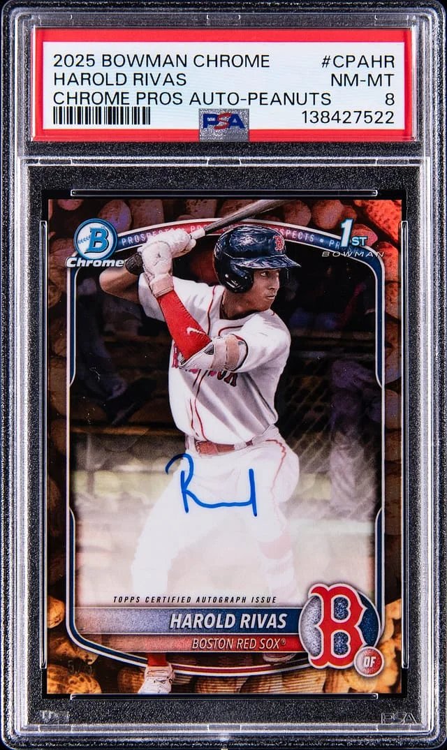 2025 Bowman Chrome Harlod Rivas Prospect Autographs Peanuts Refractor #CPA-HR card image