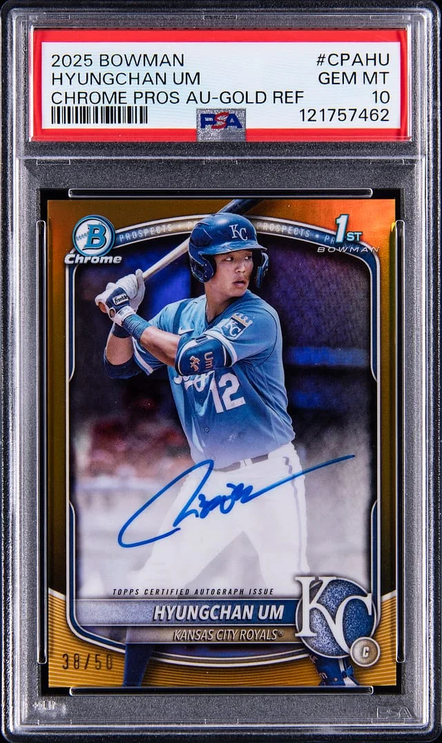 2025 Bowman Chrome Hyungchan Um Prospect Autographs Gold Refractors #CRA-HU card image
