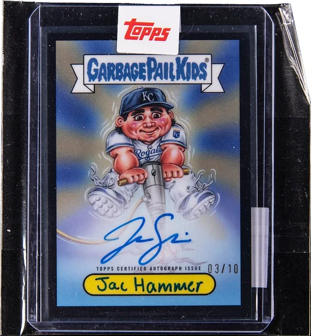 2025 Bowman Chrome Jac Caglianone Garbage Pail Kids Autographs Black Refractor #BGP-JC card image