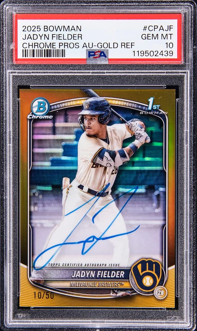 2025 Bowman Chrome Jadyn Fielder Prospect Autograph-Gold Refractor #CPAJF card image