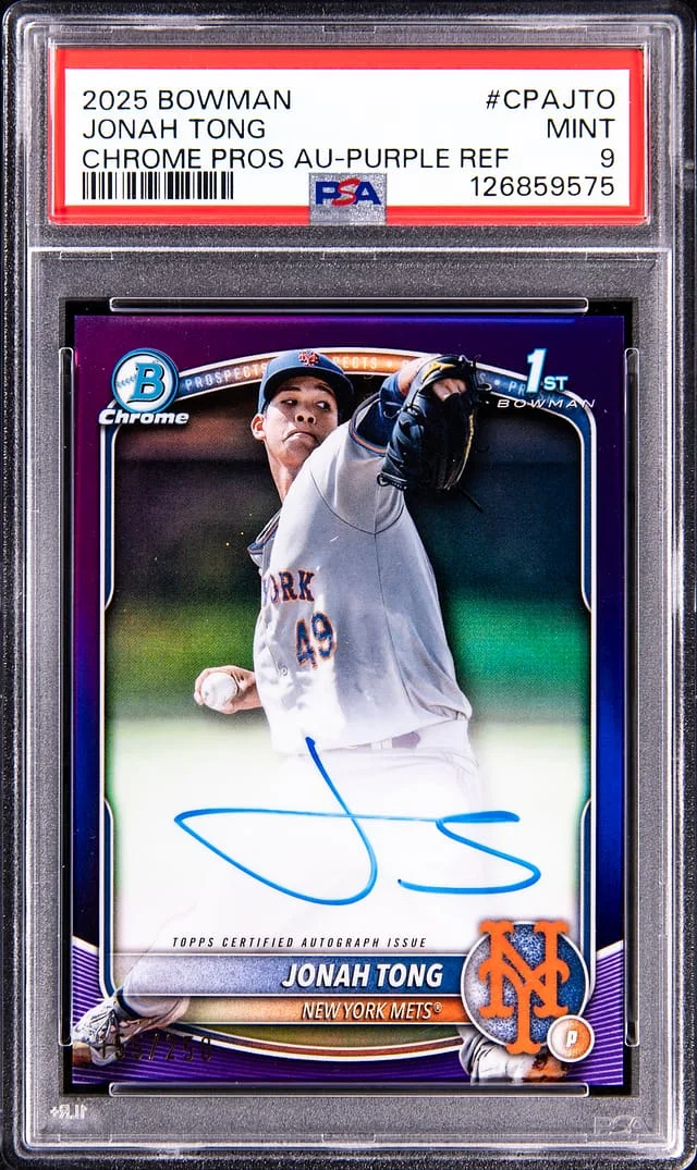 2025 Bowman Chrome Jonah Tong Prospect Autographs Purple Refractor #CPA-BR card image