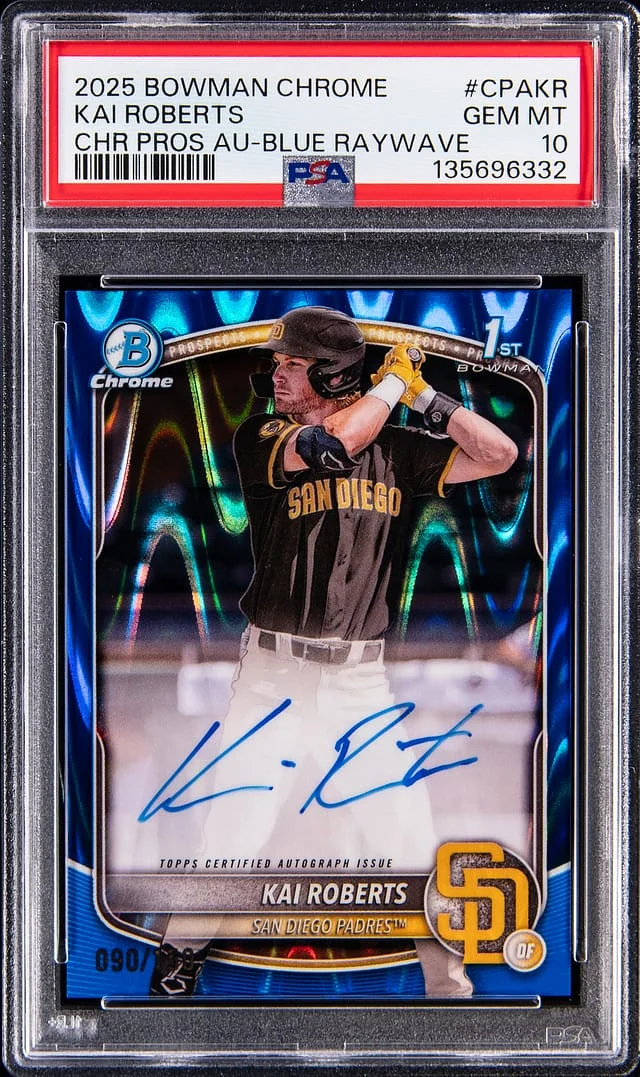 2025 Bowman Chrome Kai Roberts Prospect Autographs Speckle Refractor #CPA-KR card image