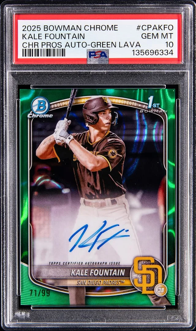 2025 Bowman Chrome Kale Fountain Prospect Autograph Green Lava #CPA-KFO card image