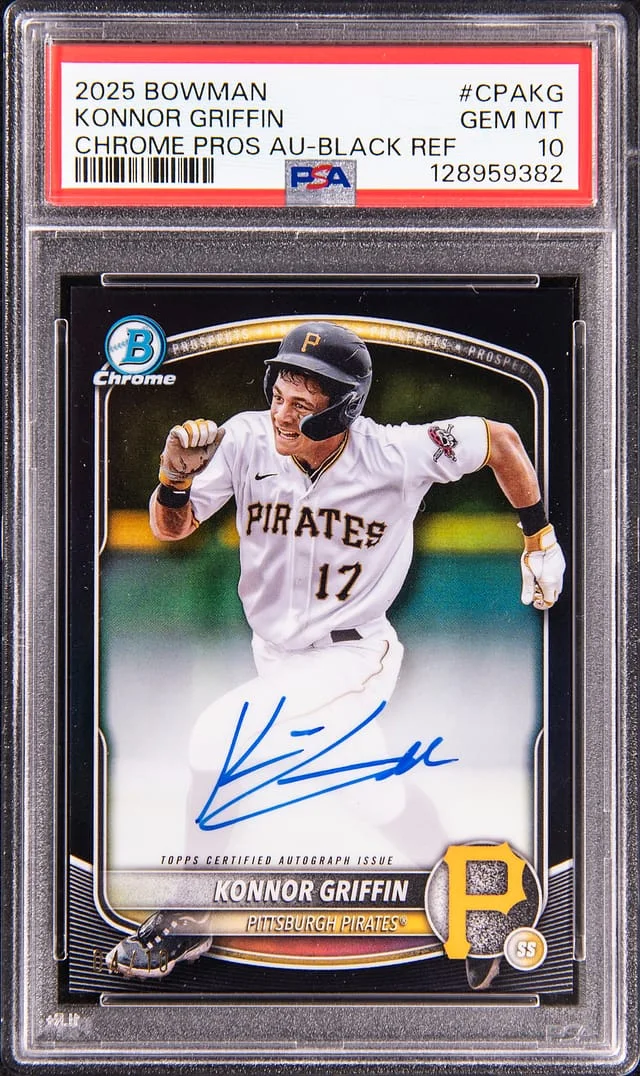 2025 Bowman Chrome Konnor Griffin Prospect Autographs Orange Wave Refractor #CPA-KG card image