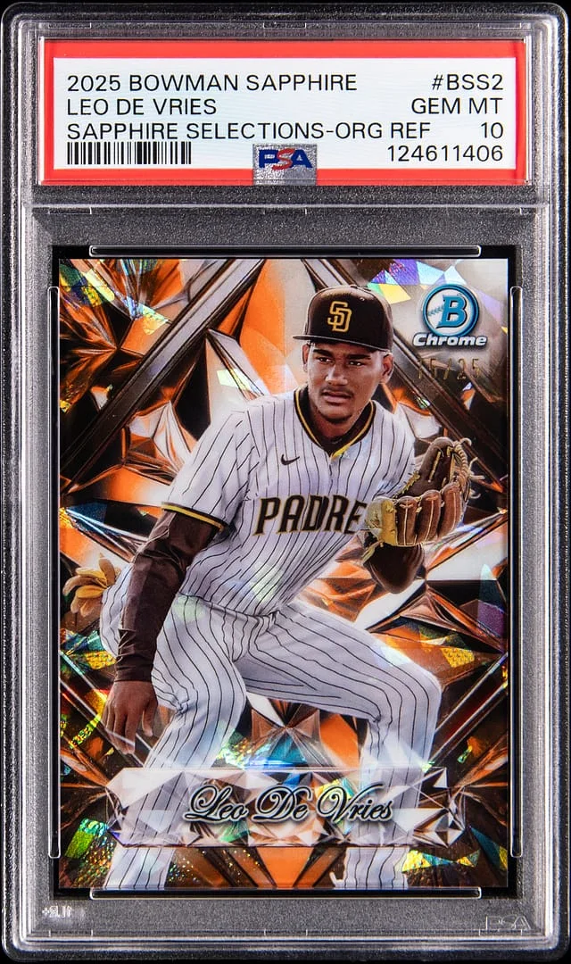 2025 Bowman Chrome Leo De Vries Sapphire Selections Orange Refractor #BSS-2 card image