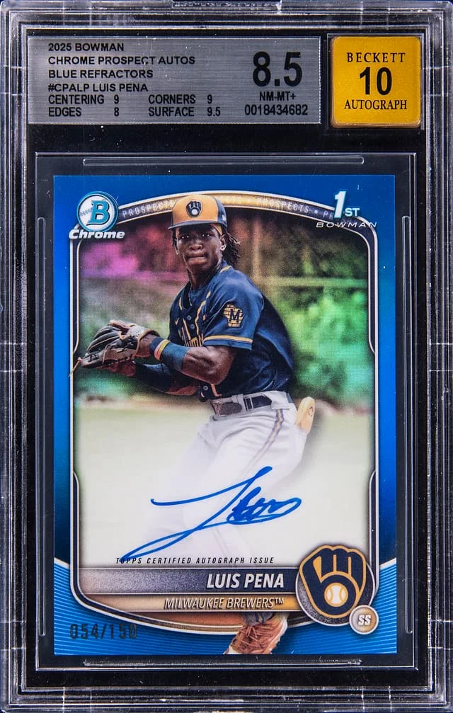 2025 Bowman Chrome Luis Pena Prospect Autographs Blue Refractor #CPA-LP card image