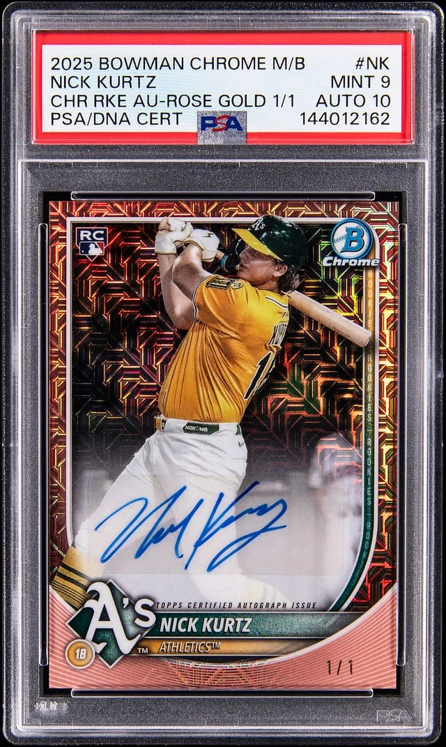 2025 Bowman Chrome Mega Box Nick Kurtz Chrome Autograph Rose Gold #CRA-NK card image