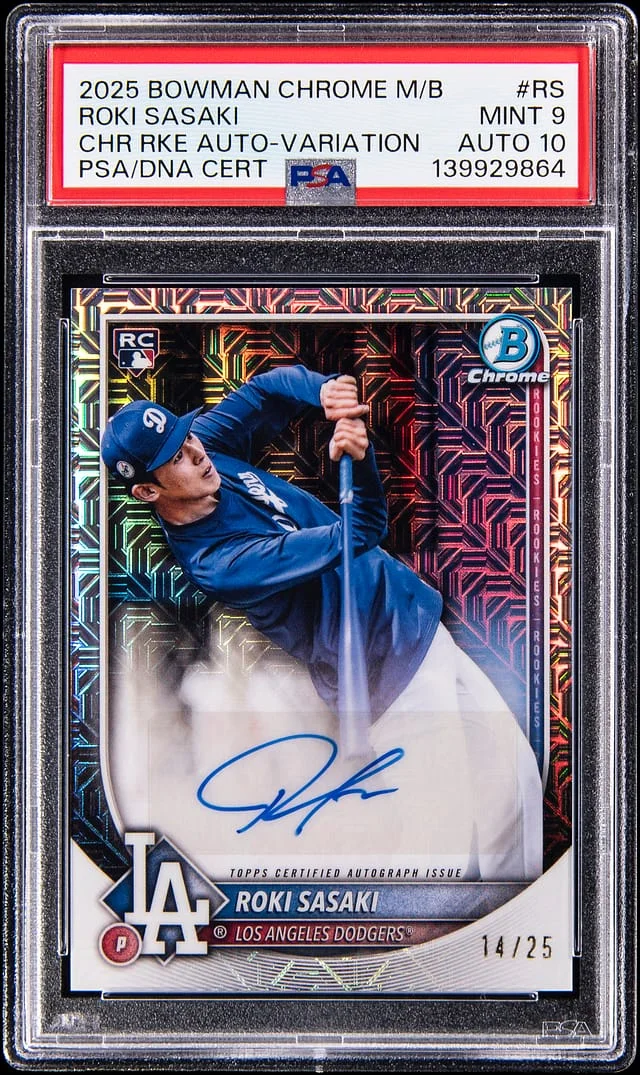 2025 Bowman Chrome Mega Box Roki Sasaki Chrome Autograph Variation #CRA-RS card image