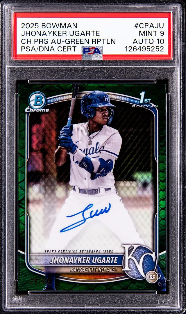 2025 Bowman Chrome Prospects Jhonayker Ugarte Autographs Green Reptilian #CPA-JU card image
