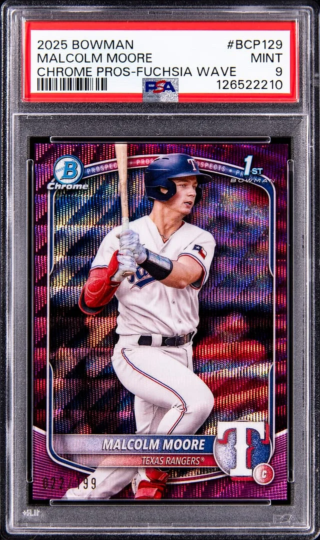 2025 Bowman Chrome Prospects Malcolm Moore Fuchsia Wave #BCP-129 card image