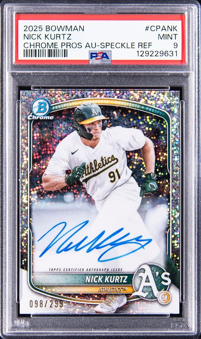 2025 Bowman Chrome Prospects Nick Kurtz Autograph Speckle Refractor #CPA-NK card image