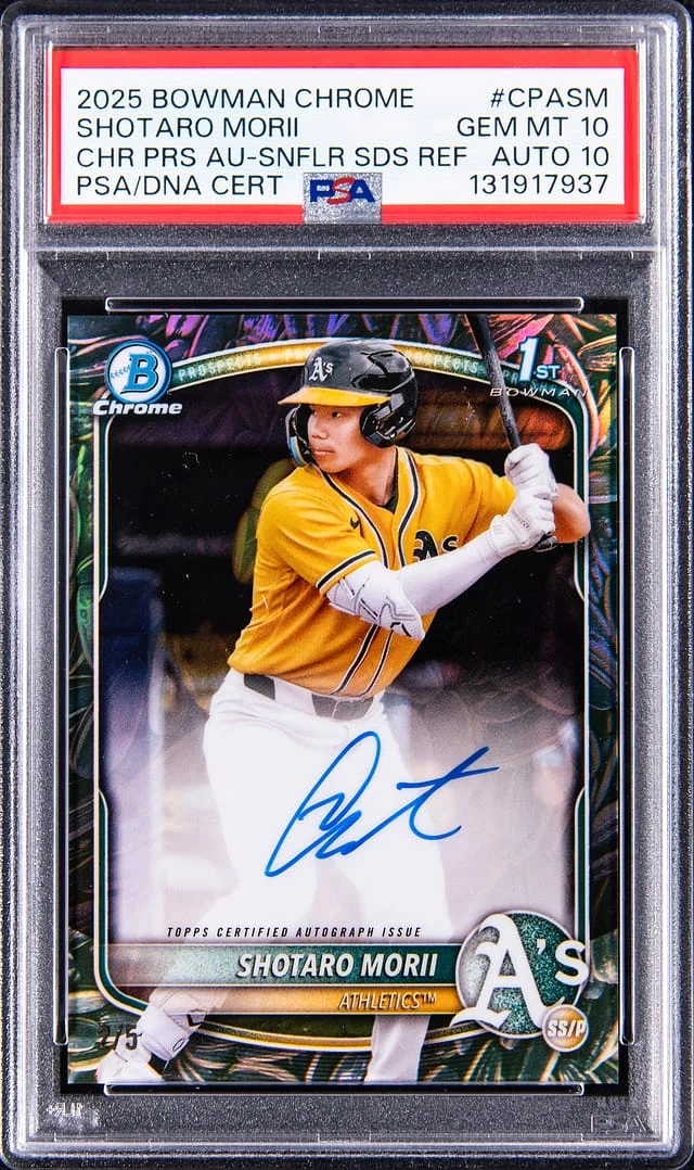 2025 Bowman Chrome Prospects Shotaro Morii Autographs Sunflower Seeds Refractor #CPA-SM card image