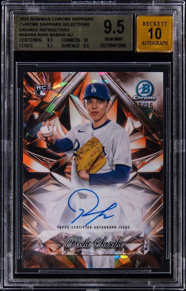 2025 Bowman Chrome Roki Sasaki Selections Orange Refractor #SSA-RS card image