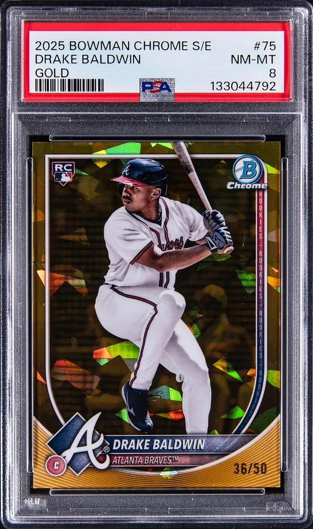 2025 Bowman Chrome Sapphire Drake Baldwin Gold #75 card image