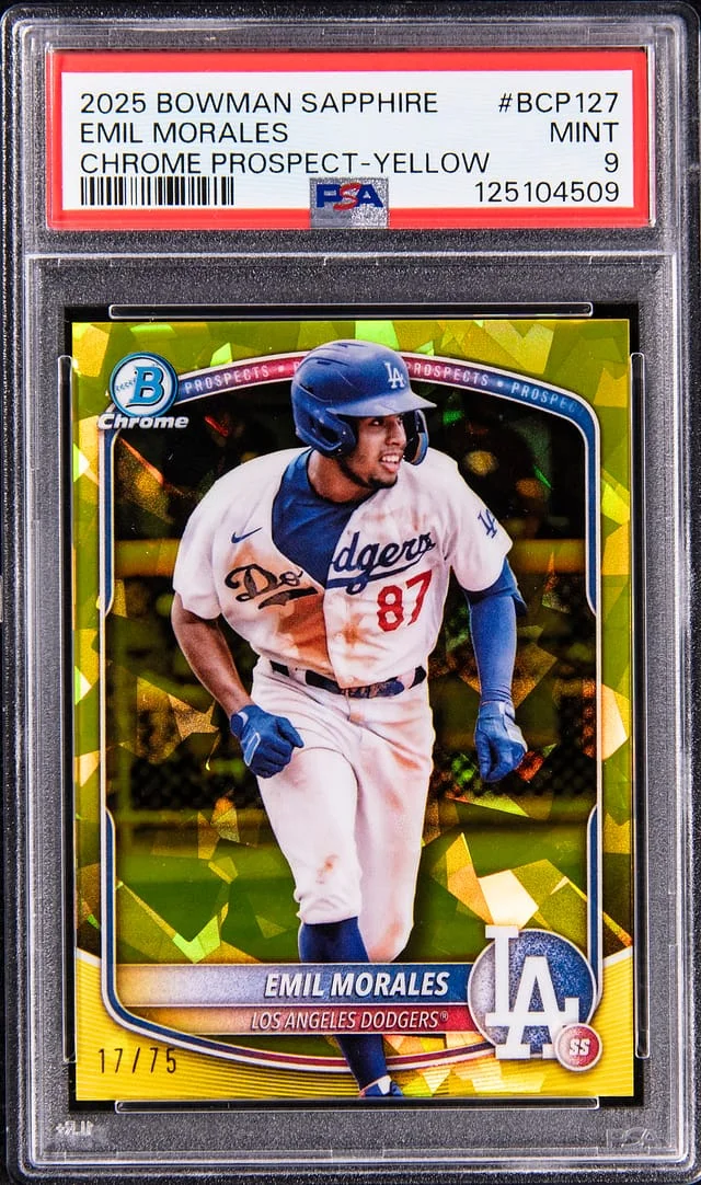 2025 Bowman Chrome Sapphire Emil Morales Prospects Yellow #BCP-127 card image