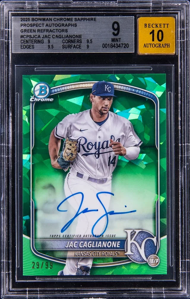 2025 Bowman Chrome Sapphire Jac Caglianone Prospect Autographs #CPS-JCA card image