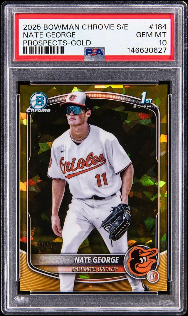 2025 Bowman Chrome Sapphire Nate George Edition Prospects Gold #BCP-184 card image