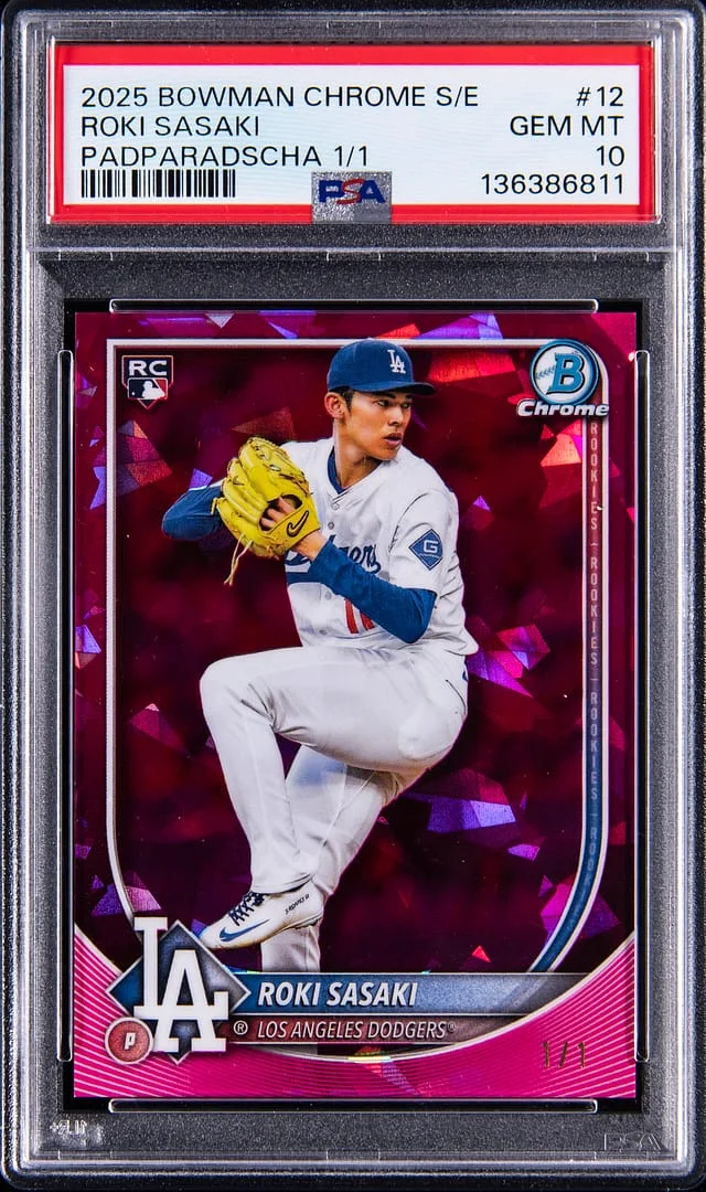 2025 Bowman Chrome Sapphire Roki Sasaki Edition Padparadscha #12 card image