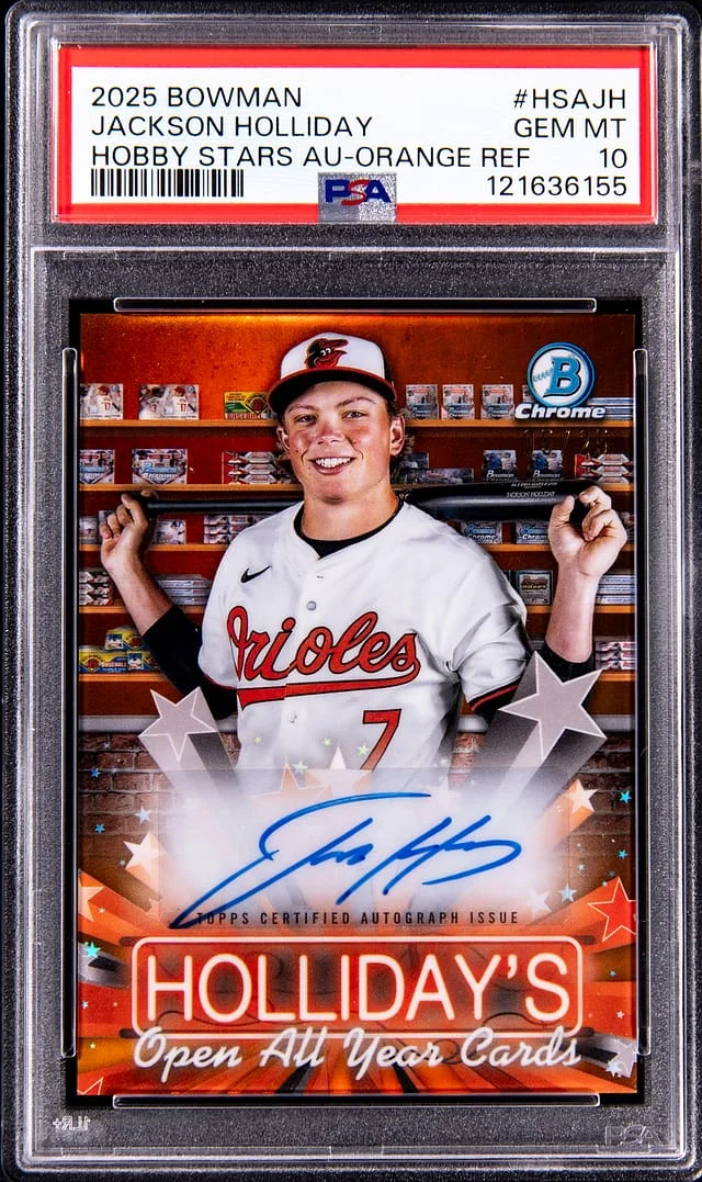 2025 Bowman Chrome Signed Hobby Stars Autographs Jackson Holliday Orange Refractor #HSA-JH card image