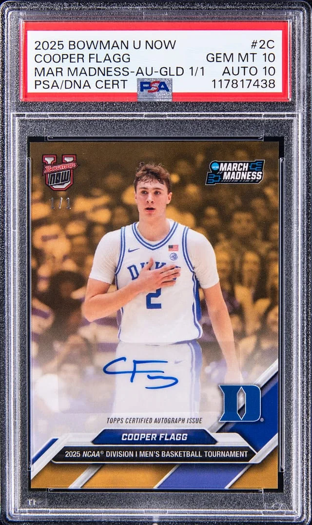 2025 Bowman Cooper Flagg U Now March Madness Autographs Gold #2C card image