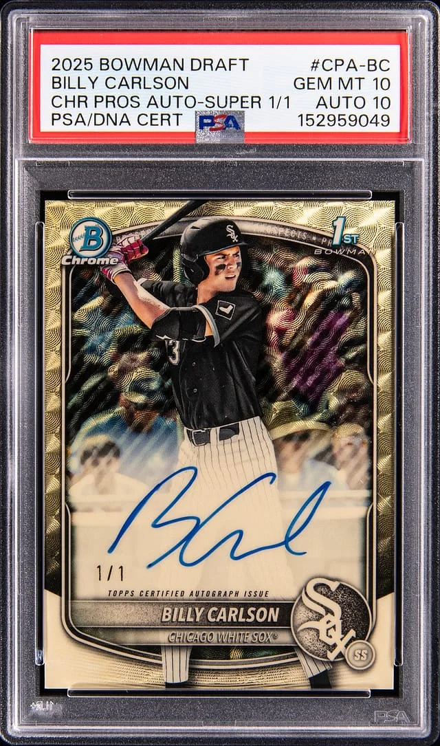 2025 Bowman Draft Billy Carlson Chrome Prospect Autographs SuperFractor #CPA-BC card image