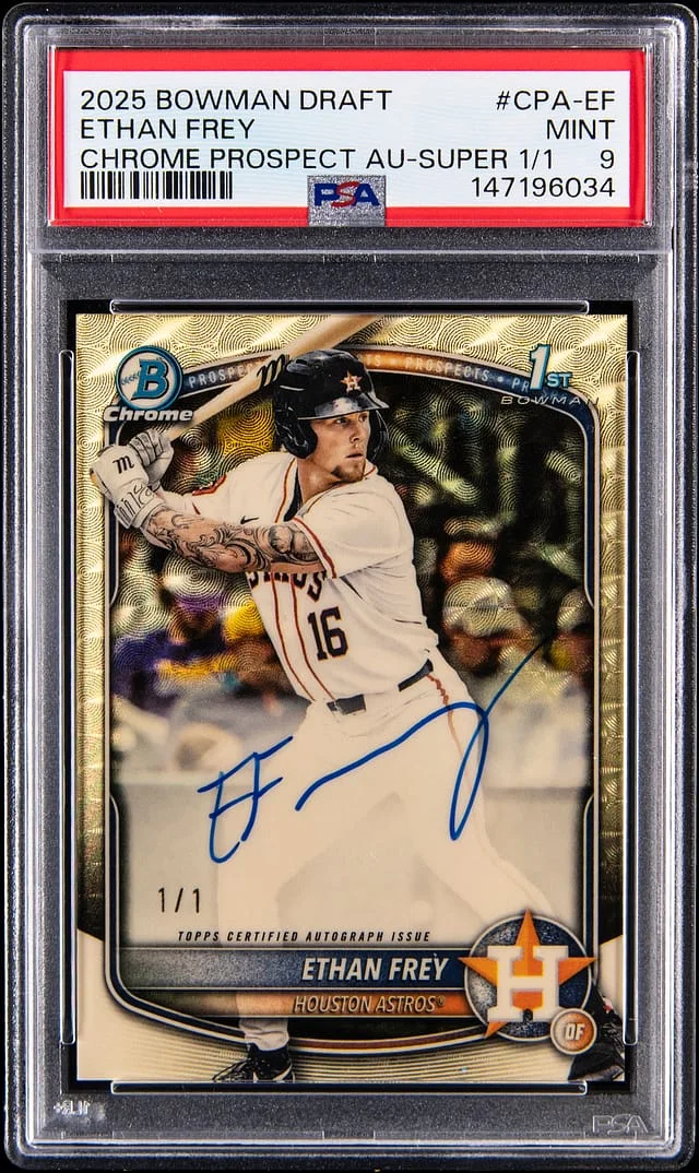2025 Bowman Draft Ethan Frey Chrome Prospect Autographs SuperFractor #CPA-EF card image