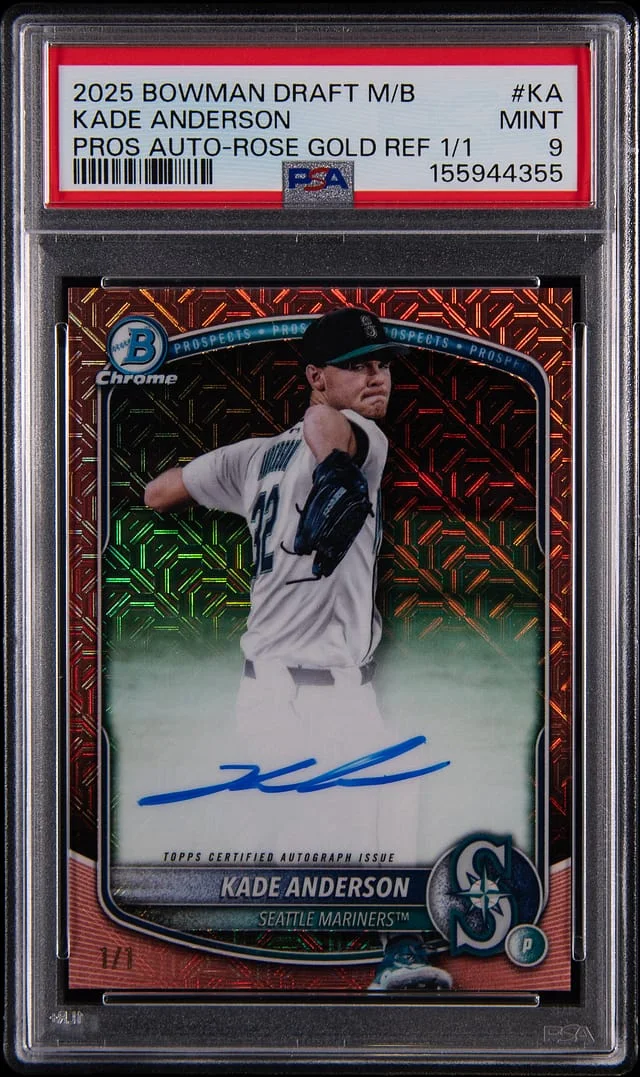 2025 Bowman Draft Kade Anderson Mega Box Prospect Autographs Rose Gold Refractor #BMA-KA card image