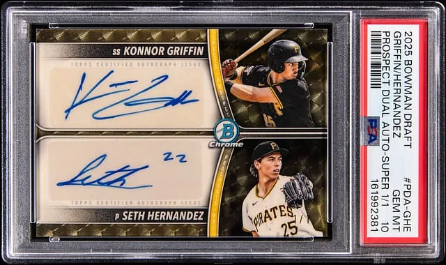 2025 Bowman Draft Konnor Griffin/Seth Hernandez Prospect Dual Autograph SuperFractor #PDA-GHE card image