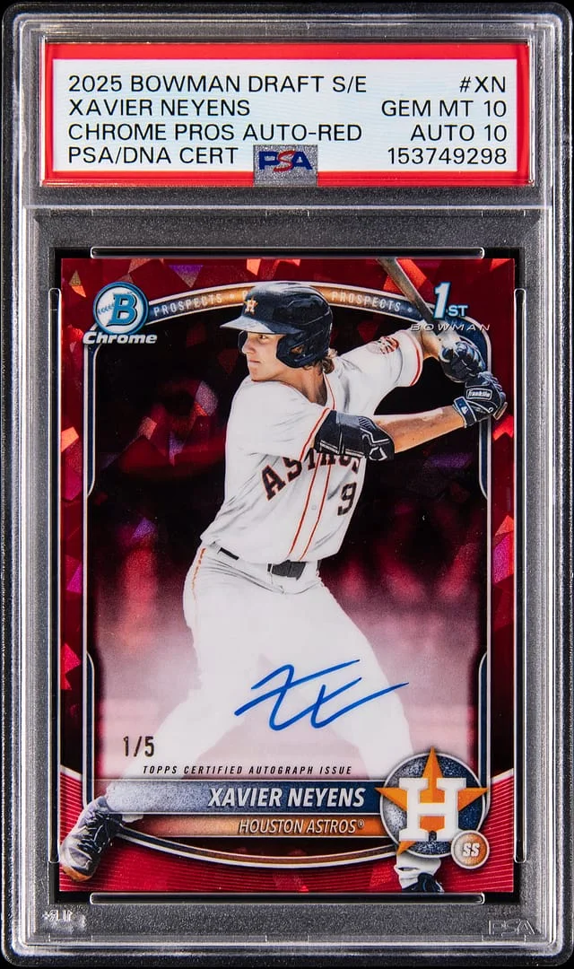 2025 Bowman Draft Sapphire Xavier Neyens Edition Chrome Prospect Autograph Red #XN card image