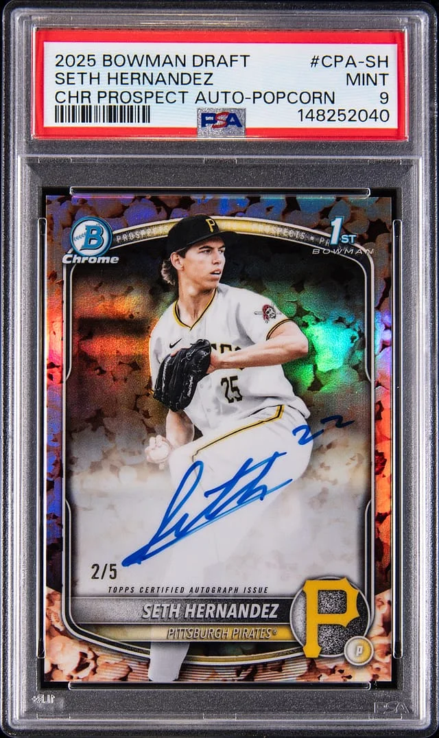 2025 Bowman Draft Seth Hernandez Chrome Prospect Autographs Red Refractor #CPA-SH card image