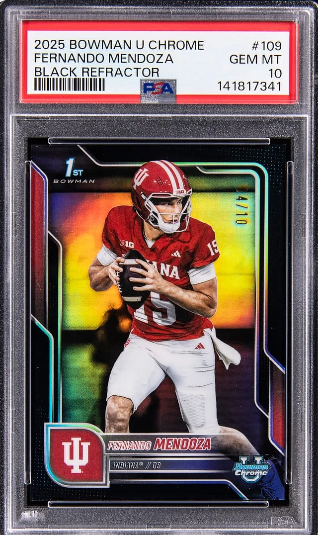 2025 Bowman Fernando Mendoza U Chrome Black Refractor #109 card image