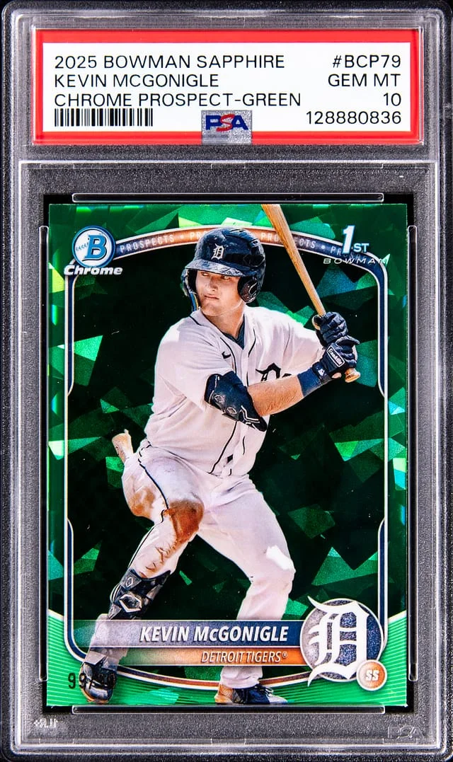 2025 Bowman Kevin McGoningle Sapphire Chrome Prospect Green #BCP79 card image